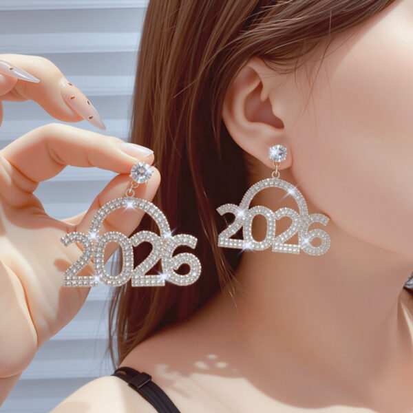 Wholesale Diamond Number 2026 Arched Geometric Earrings