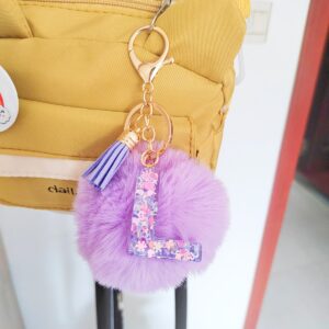 Purple Letter Hair Ball Pendant/L