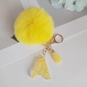 Yellow letter fur bAll pendAnt/A / One piece is also wholesale price
