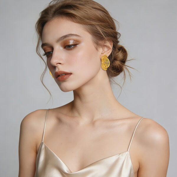 Wholesale Golden geometric butterfly hollow earrings