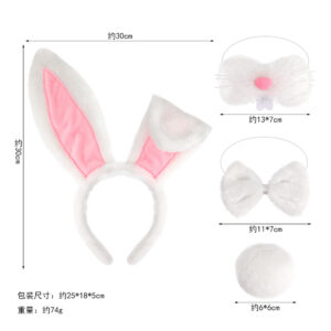 Fur powder white rabbit nose four-piece set