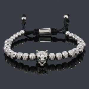 Pineapple beads 6MM18 silver wolf head