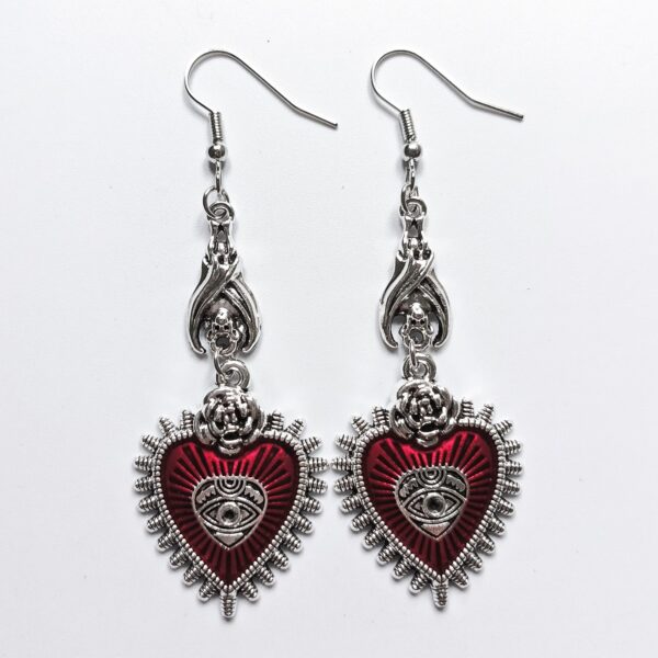 Wholesale jewelry dark gothic punk wind Wild Rose heart-shaped Blood Eye dripping bat earrings