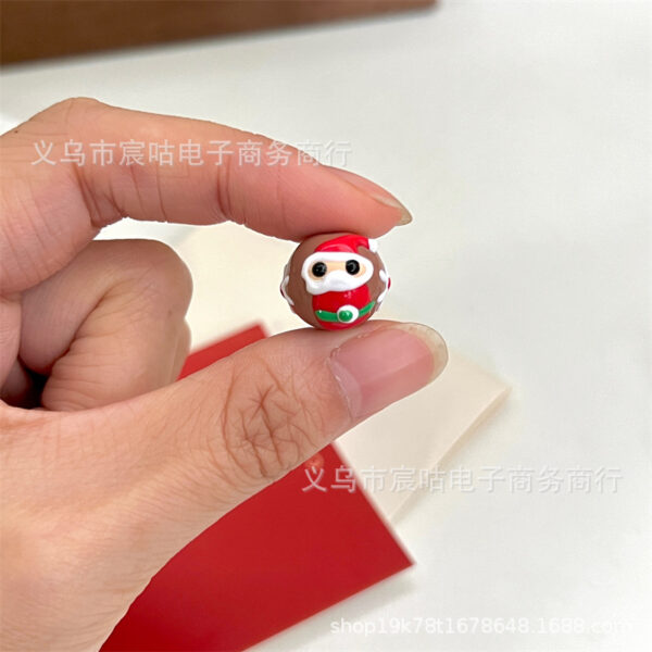 Wholesale Coffee red Christmas Snowman hand painted beads