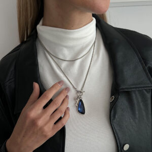 Necklace, white K + blue 7547
