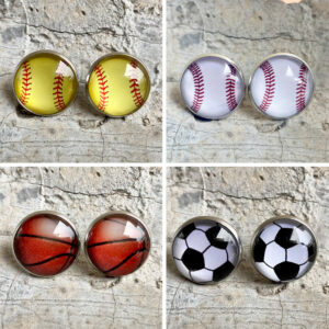 Wholesale Sports basketball baseball softball volleyball sports style earrings