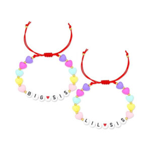 Big sis lil sis two-piece setheart beads adjustable