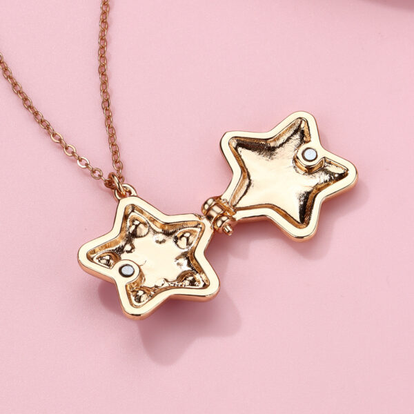 Wholesale opening and closing five-pointed star colored diamond clavicle chain starfish necklace