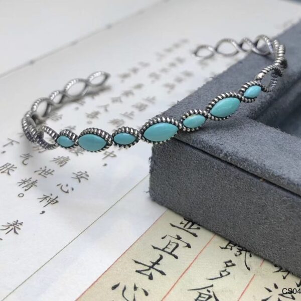 Wholesale Western style circle cross Fried Dough Twists shaped turquoise bracelet