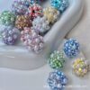 Wholesale 10pcs Colored diamond studded beads, pearl clay, straight hole beads