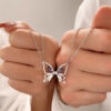 Wholesale Zircon inlaid couple magnetic hollow butterfly necklace
