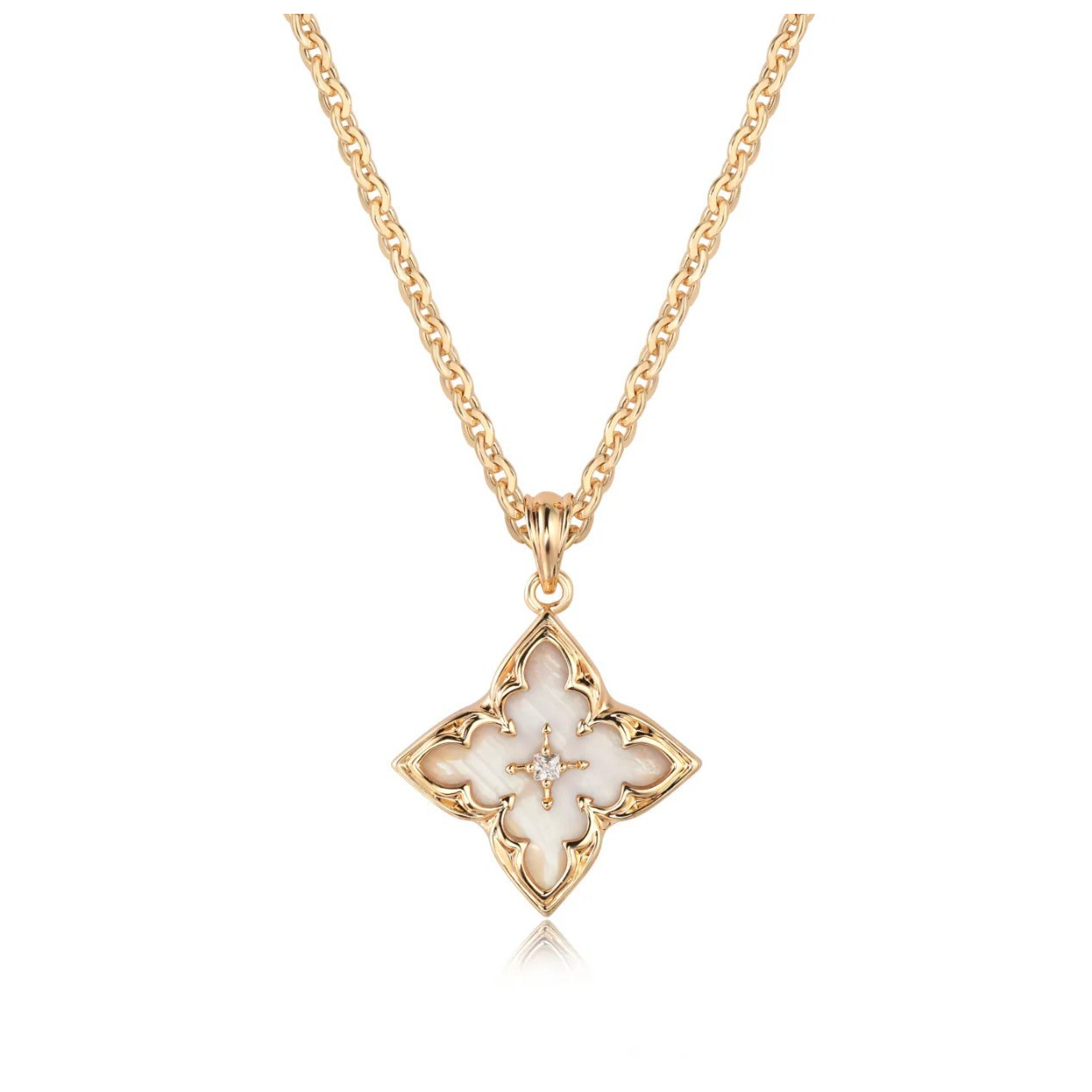 Wholesale Lucky Clover Square Crystal Zircon Pendant Necklace
