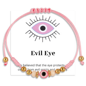 Card + pink devil's eye bracelet