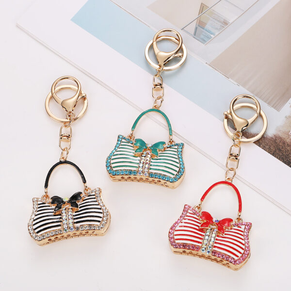 Wholesale Cute Rhinestone-Studded Bow Children's Handbag Keychain