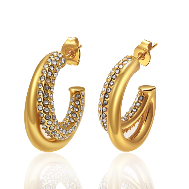 Wholesale Hoop Earrings Simple Earrings Elegant Stainless Steel Stud Earrings