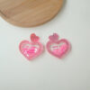 Wholesale Valentine's Day Love Earrings Acrylic Stereo Sequins quicksand Peach Heart Earrings