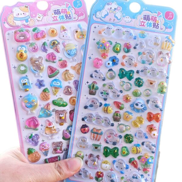 Wholesale Fresh and Simple Fruit Tit 3D Crystal Relief Sticker for Children and Girls Little Nose Gag Card Decorative Sticker