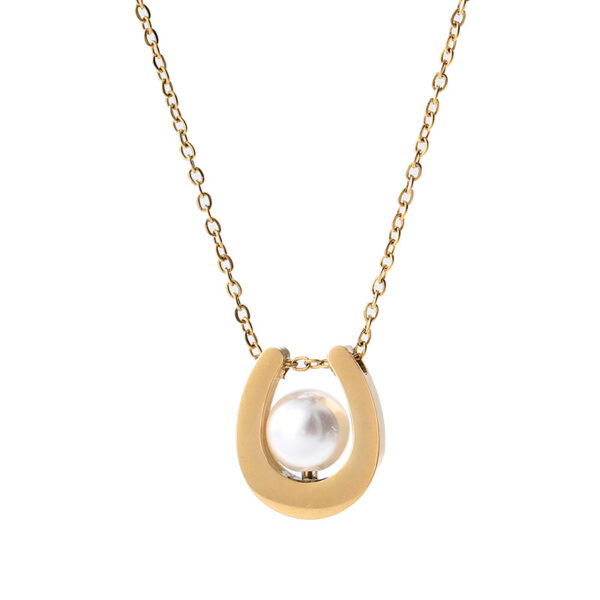 Wholesale U-shaped pearl stainless steel plated necklace