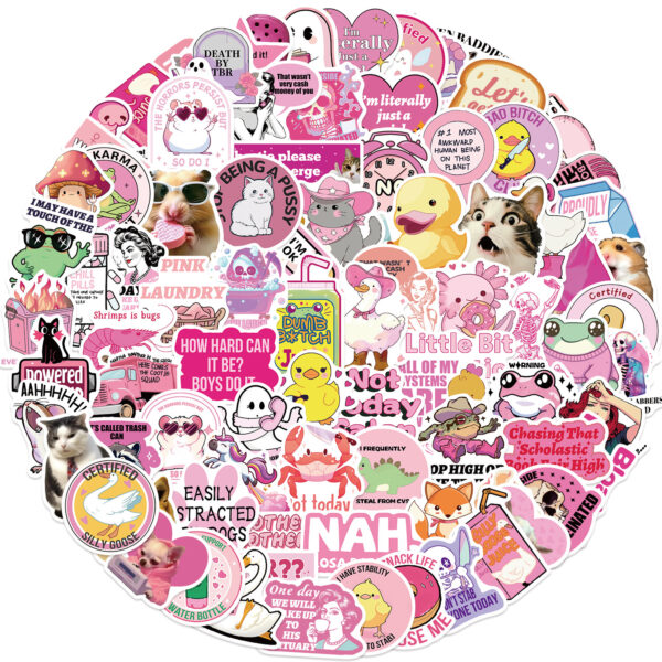 Wholesale 100pcs pink cartoon character Waterproof Vinyl Stickers
