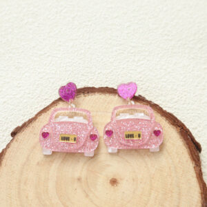 Wholesale Valentine's Day Pink Wedding Car Acrylic Earrings