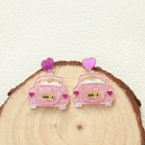 Wholesale Valentine's Day Pink Wedding Car Acrylic Earrings