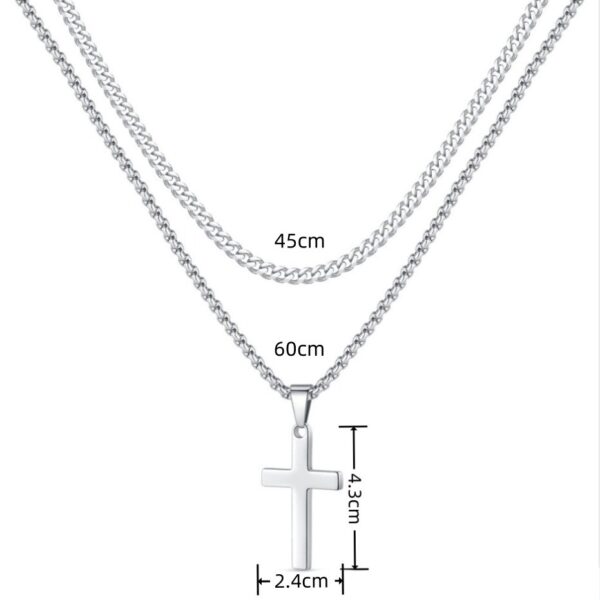 O1CN01UZQKJc1xvnkFUGJy5_2208907706506-0-cib Wholesale Snake bone chain double layered cross pendant titanium steel necklace