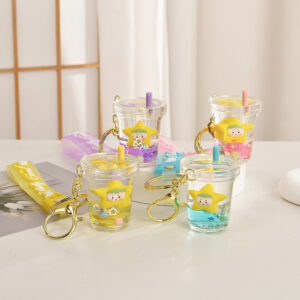 Wholesale Acrylic liquid sand bottle floating in oil keychain