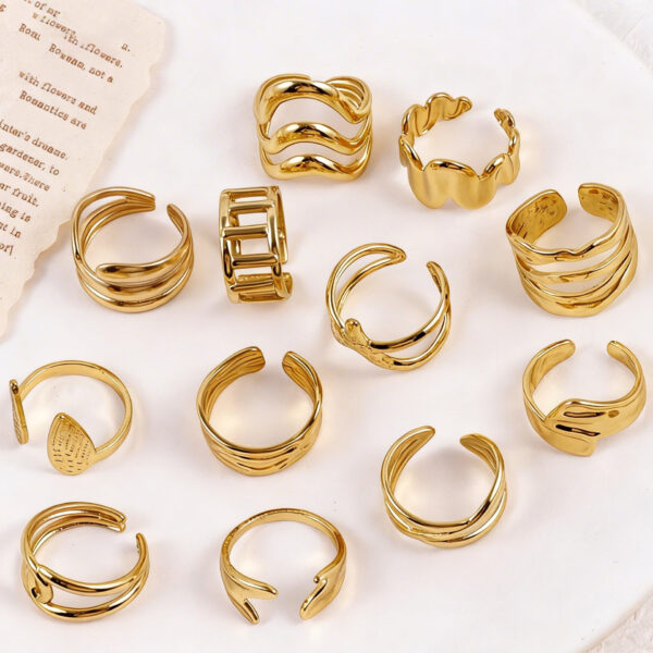 O1CN01UaoUsU21r0EzHTpW2_2217679087037-0-cib Wholesale 12pcs minimalist stainless steel hydraulic ring geometric ring