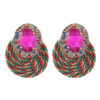 Wholesale studded oval elastic thread woven round earrings