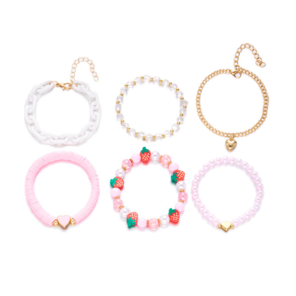 Wholesale Cute Heart Strawberry Cherry Creative Matchinging Bracelet