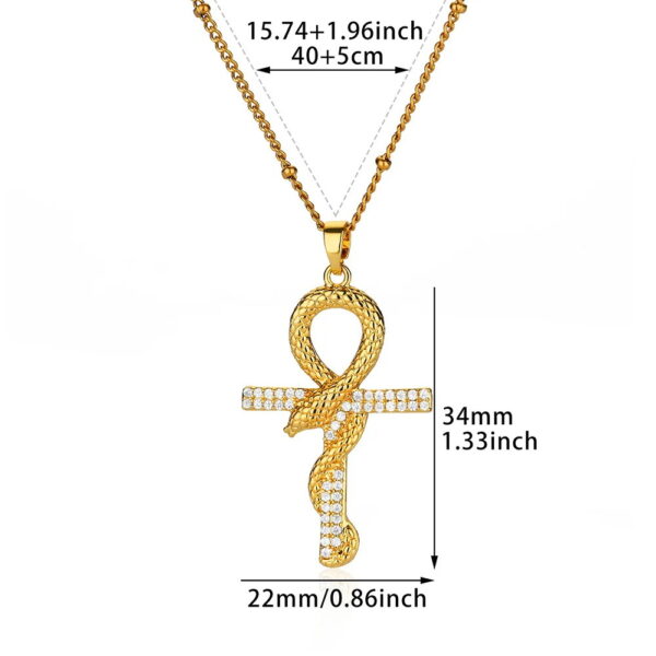 Wholesale Copper Micro-inlaid Zircon Fashion Snake Cross Necklace