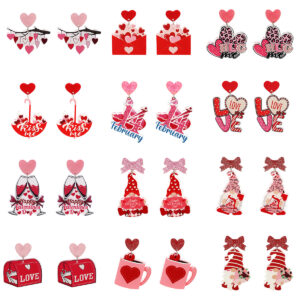 Wholesale Valentine's Day Pink Love Acrylic Earrings