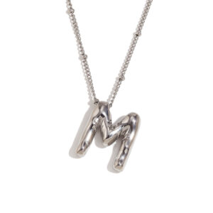 Party Balloon Letter Pendant Necklace-steel color-M