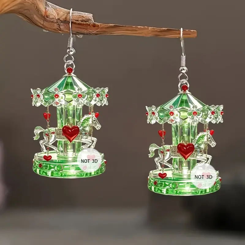 Wholesale Crystal Carousel Valentine's Day Acrylic Earrings