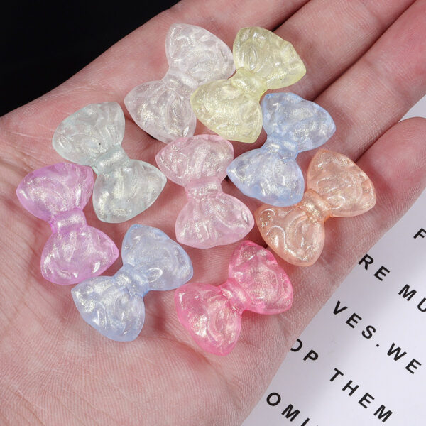 Wholesale 30pcs luminous colored bow acrylic beads
