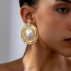 Wholesale Geometric Circle Golden Pearl Vintage Earrings