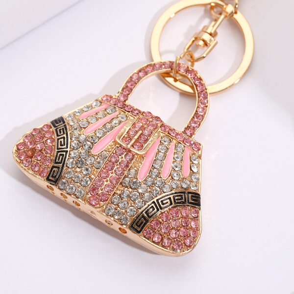 Wholesale Colorful handbag with rhinestone metal keychain
