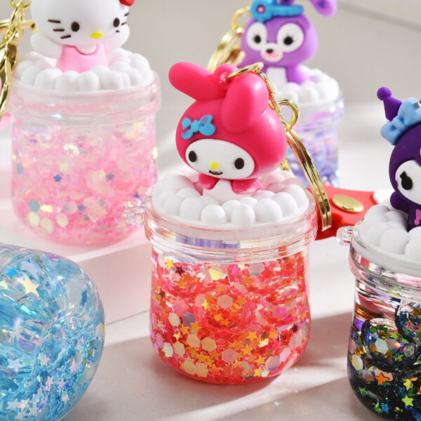 Wholesale Acrylic flowing sand bottle bag keychain