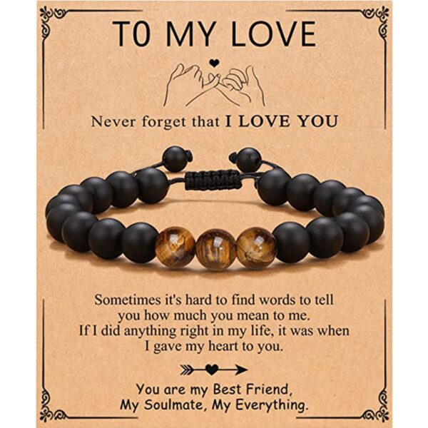 Wholesale Tiger Eye Stone Round Bead Black Matte Bracelet