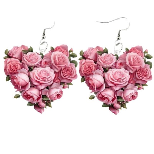 Wholesale Rose heart-shaped Valentine's Day acrylic earrings