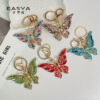 Wholesale Colored crystal rhinestone butterfly animal keychain