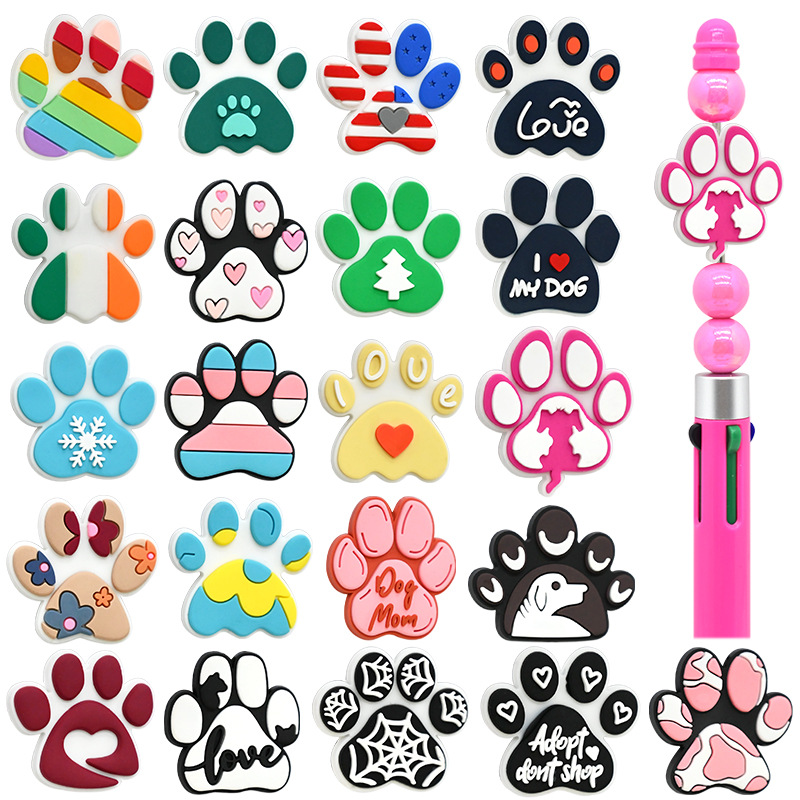 Wholesale Random Colorful Dog Claw Footprint Cartoon Focal Beads
