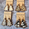 Wholesale Western style leopard print cow print wooden earrings