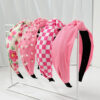 O1CN01UoAmLF22z4p9ZPzG3_2215750047190-0-cib Wholesale Pink pearl checkerboard fabric printed wide edge knotted headband