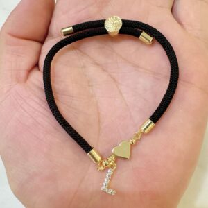 Black rope zircon letter bracelet—l
