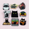 Wholesale Cute black cat cartoon English letter alloy badge brooch