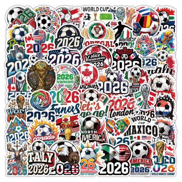 Wholesale 50 Cute Cartoon World Cup Waterproof Vinyl Stickers
