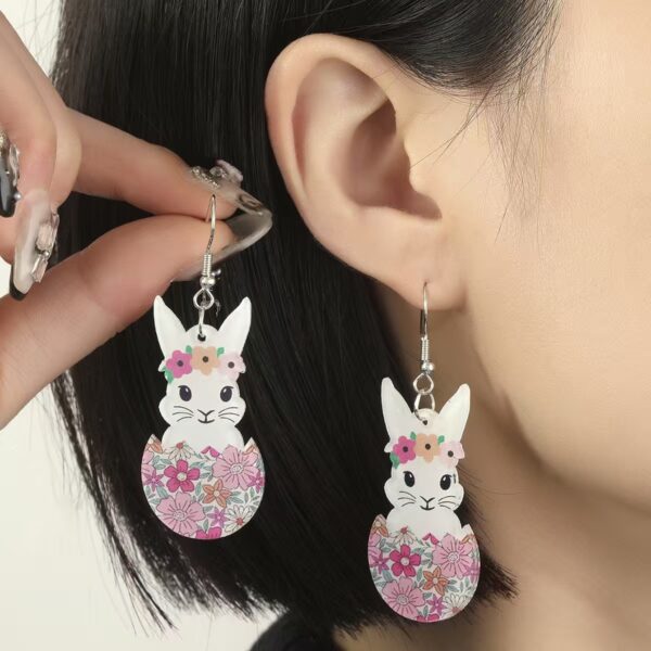 Wholesale Easter Cute Rabbit Flower Easter Egg Spring Acrylic Earrings
