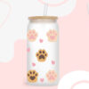 Wholesale Pink Cartoon Kitten Paw 16oz Cup UV DTF Wraps
