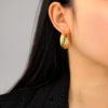 Wholesale Stainless Steel Earrings Simple Temperament ins Style Gold Plated Wheat Earrings